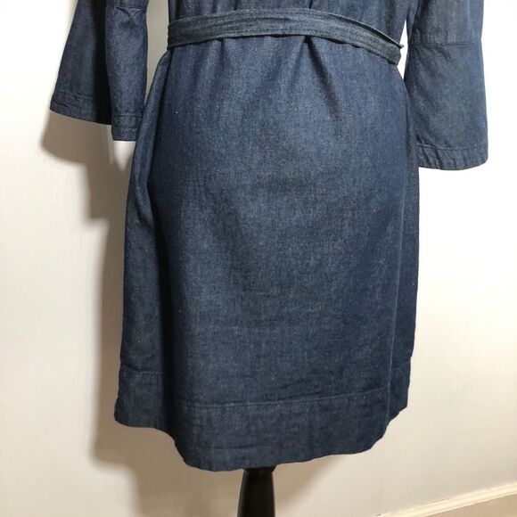 Draper James Dress Womens 6 Blue Chambray Ruffle Shift Flutter Sleeves Preppy - Picture 16 of 16